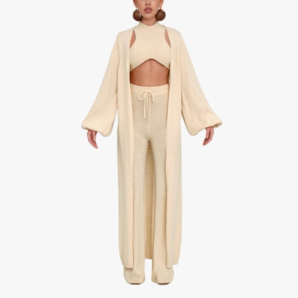 Andrea Iyamah Ally Knit Cardigan in Tusk